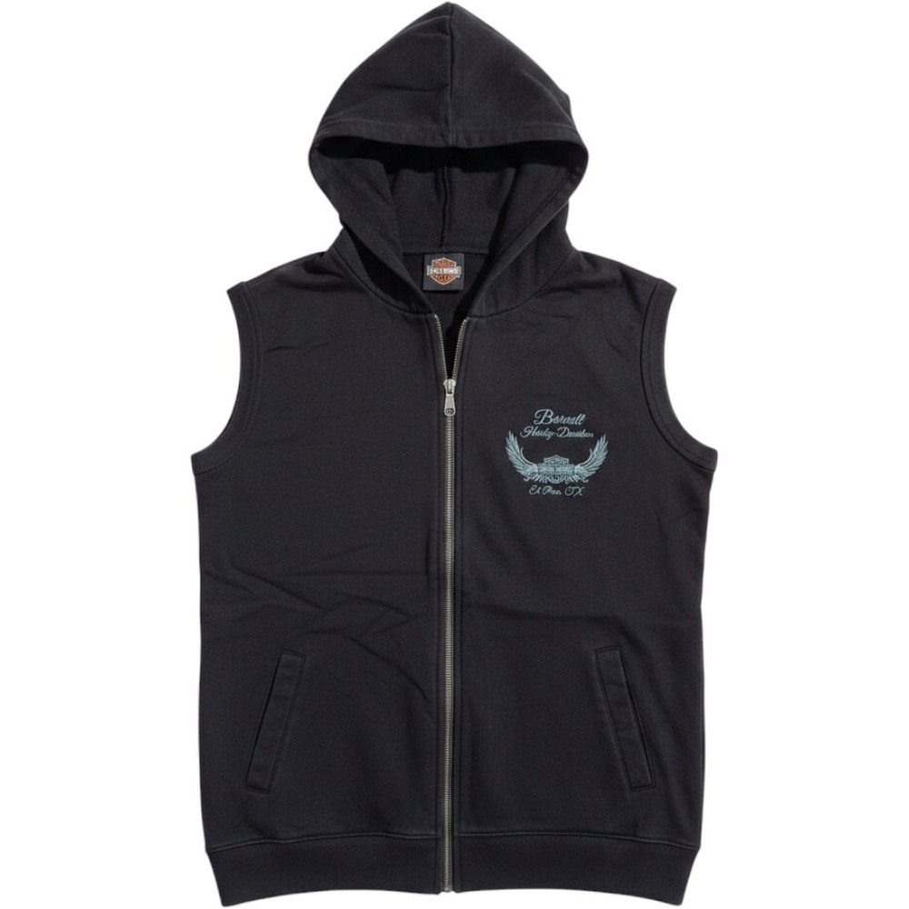 Harley-Davidson Barnett El Paso Sleeveless Zip Hoodie Vest Women's M Black